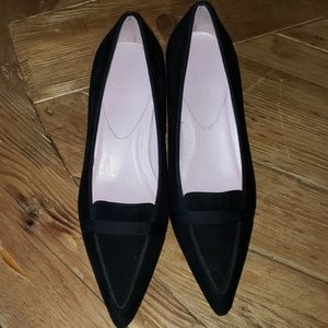 Ann Taylor LOFT black Nubuck Suede kitten heels